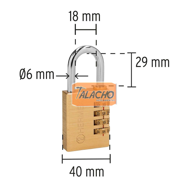 Candado de latón, 40mm de combinación