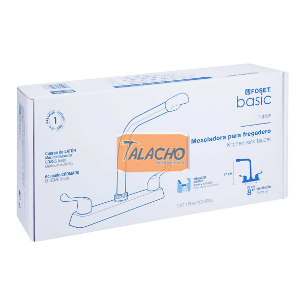 Mezcladora fregadero, manerales palanca, cuello cobra, Basic